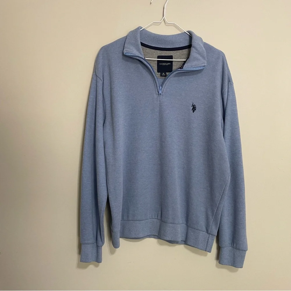 U.S. Polo Assn. Men's Light Blue Zip-Up Sweater‎ Size Medium ~ Business Casual